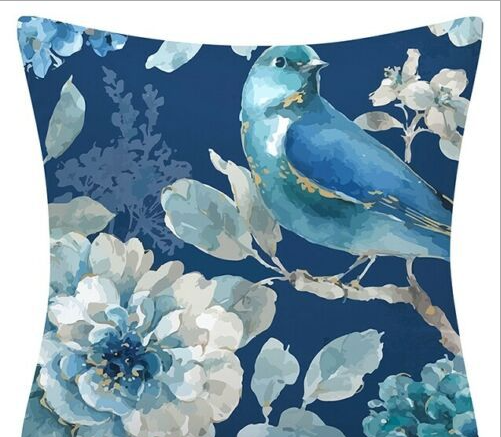 Blue Flower And Bird Pastoral Series