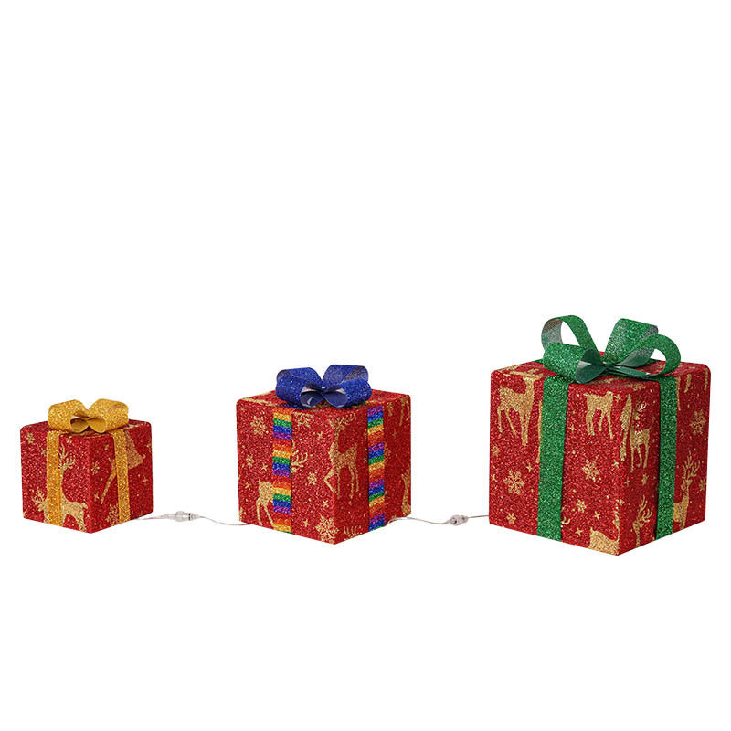 Luminous 3 Christmas Boxes with Bow