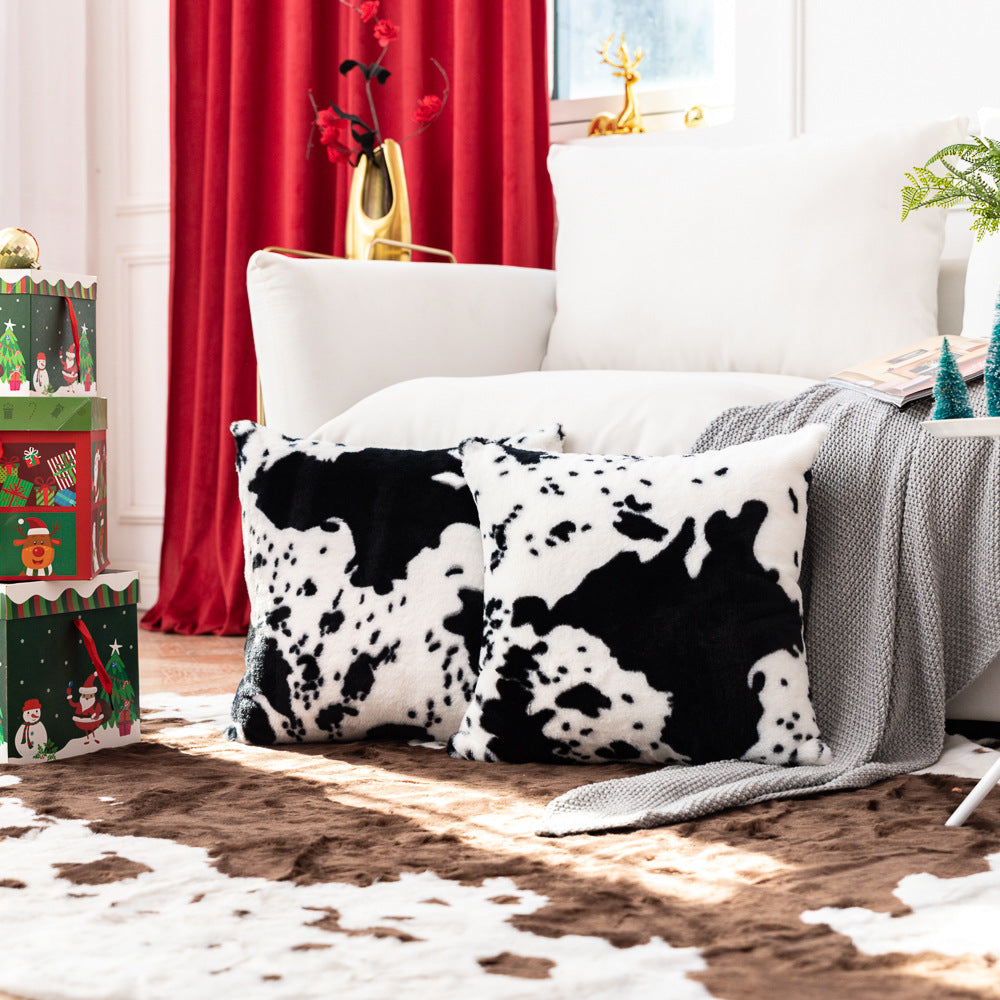 Luxury Cow Plush Throw Pillow Case