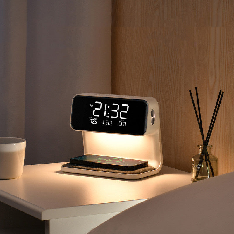 3 In 1 Bedside Lamp, Wireless Charging, LCD Screen Alarm Clock