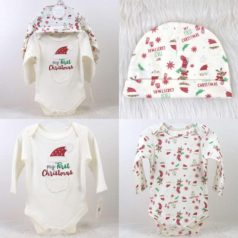 Newborn Baby Long Sleeve Bodysuit Hat Headband Set