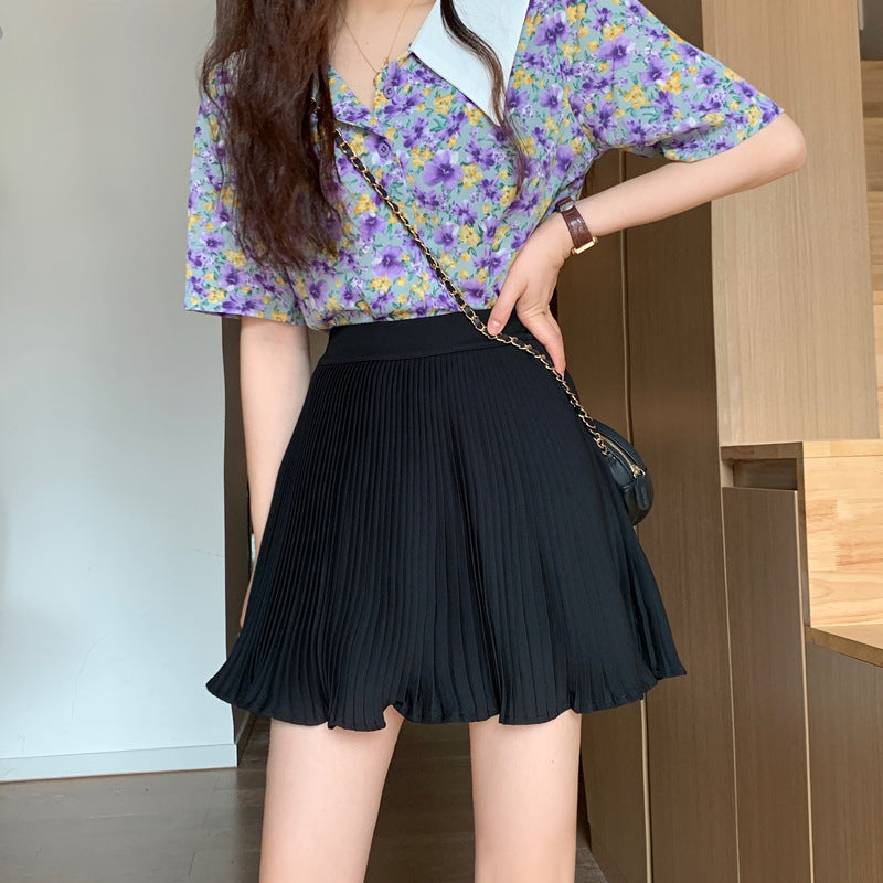 Purple Pleated Skirt, Small Skirt, High-Waisted A-Line Skirt, Thin Skirt