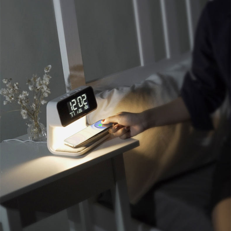 3 In 1 Bedside Lamp, Wireless Charging, LCD Screen Alarm Clock