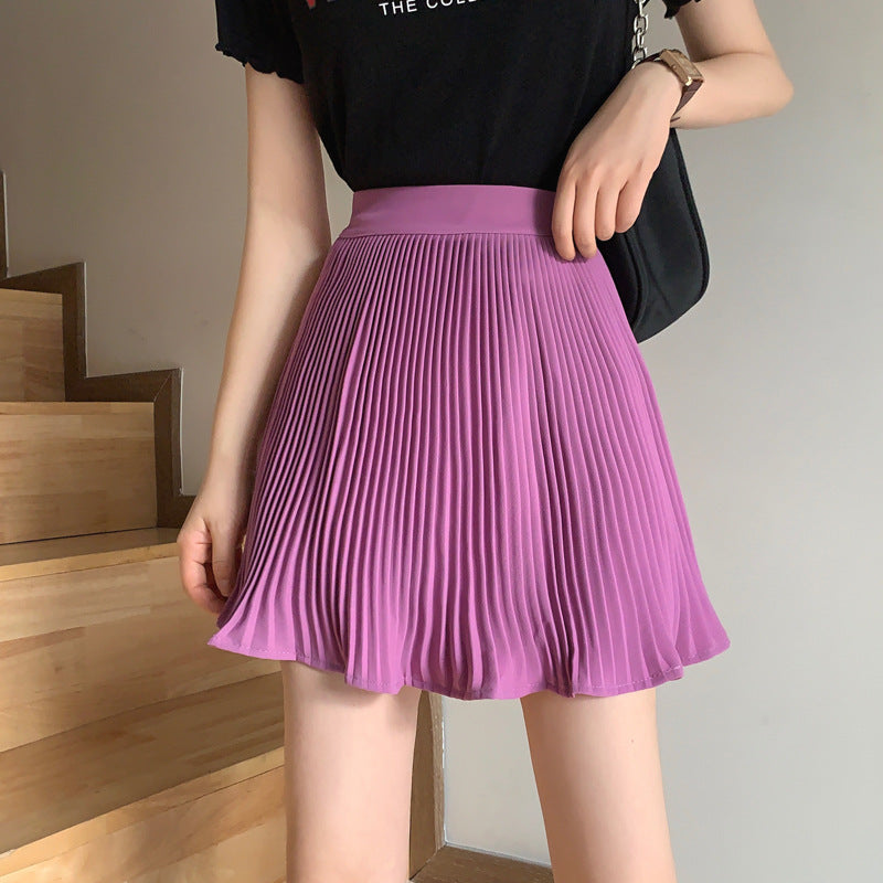 Purple Pleated Skirt, Small Skirt, High-Waisted A-Line Skirt, Thin Skirt