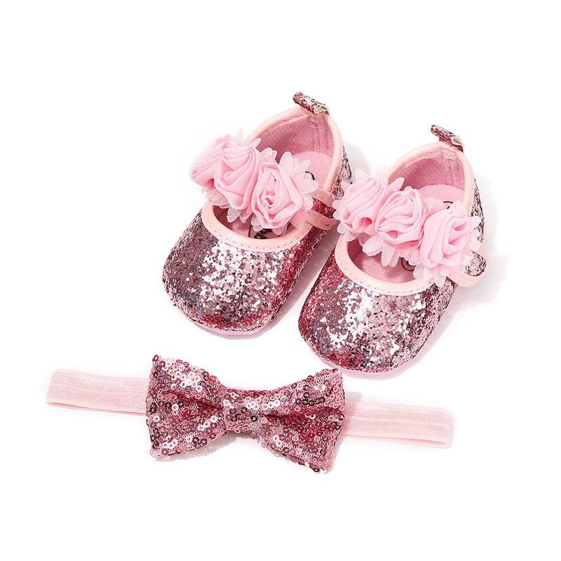 Bow Tie Sequined Shoe and Headband