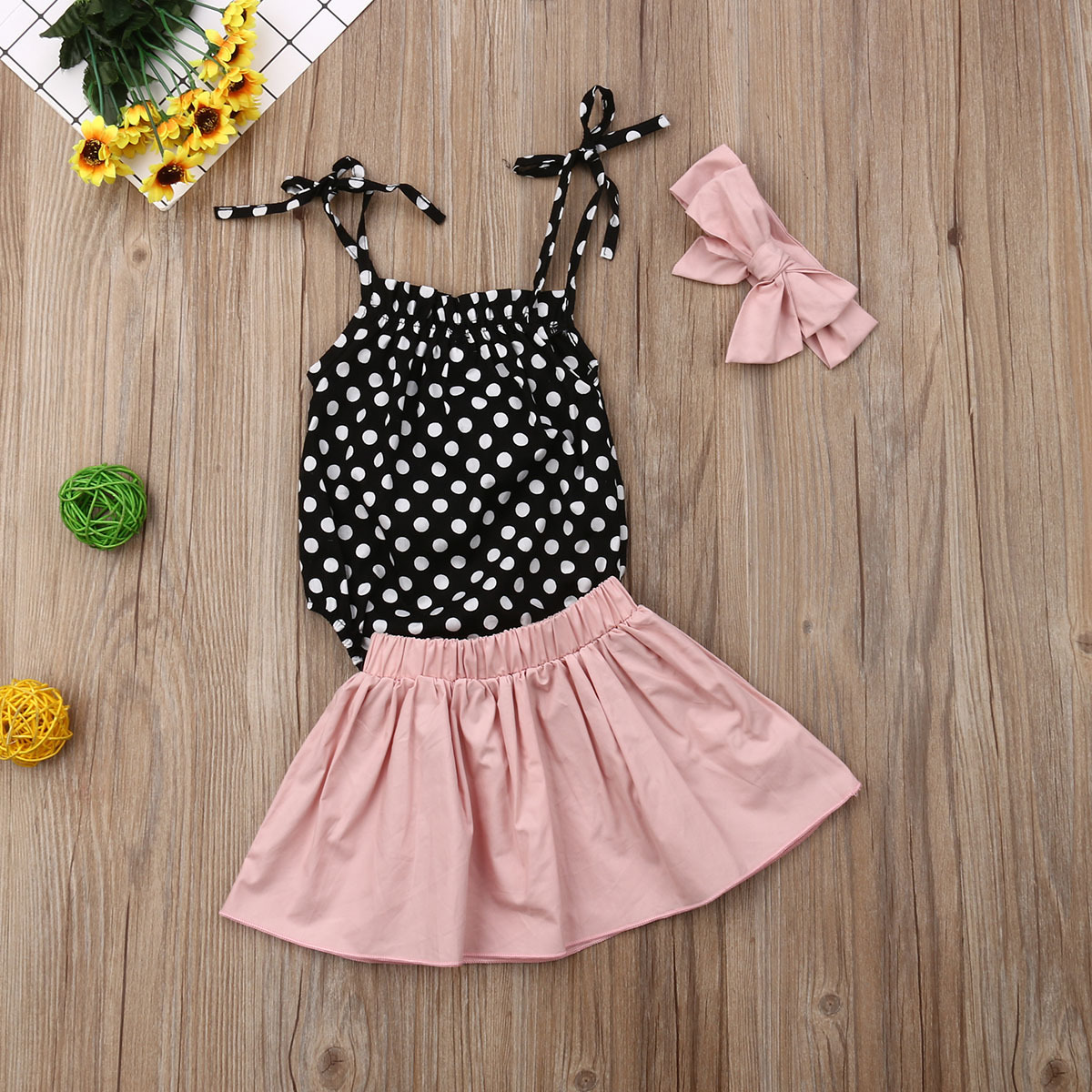 Polka Dot Pink Ruffled Set