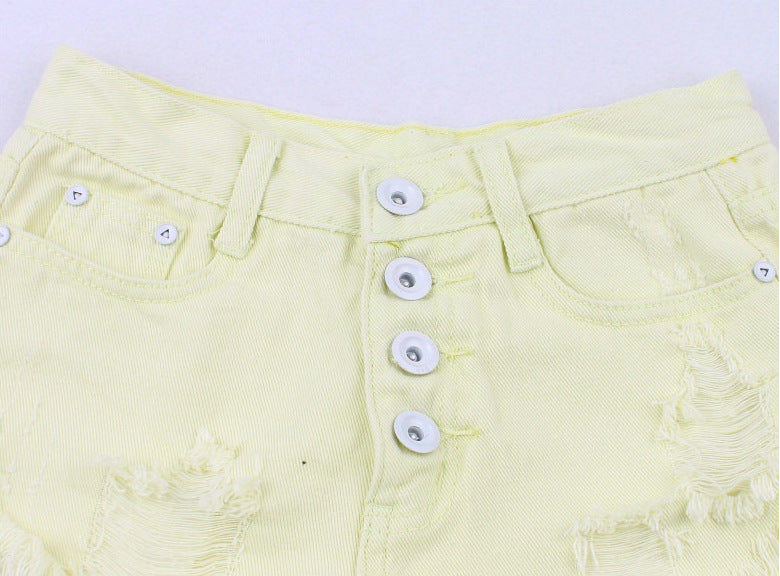 High Waist Button Up Denim Shorts