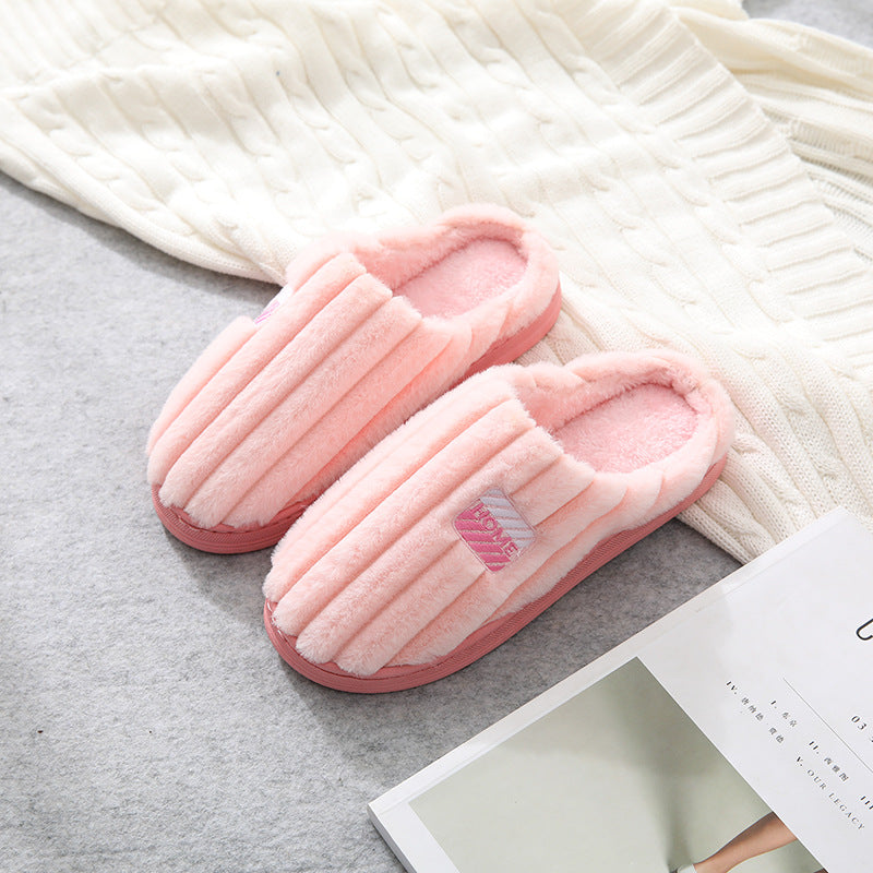 Plush cotton slippers