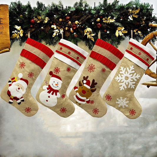 Snowman, Snowflake, Santa, Reindeer Stockings