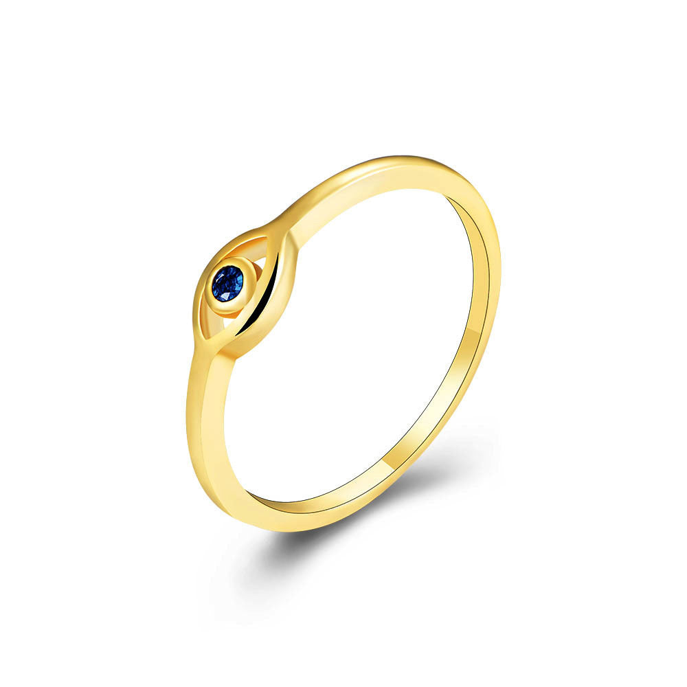 925 Sterling Silver 18K Gold Plated Evil Eye Exquisite Ring