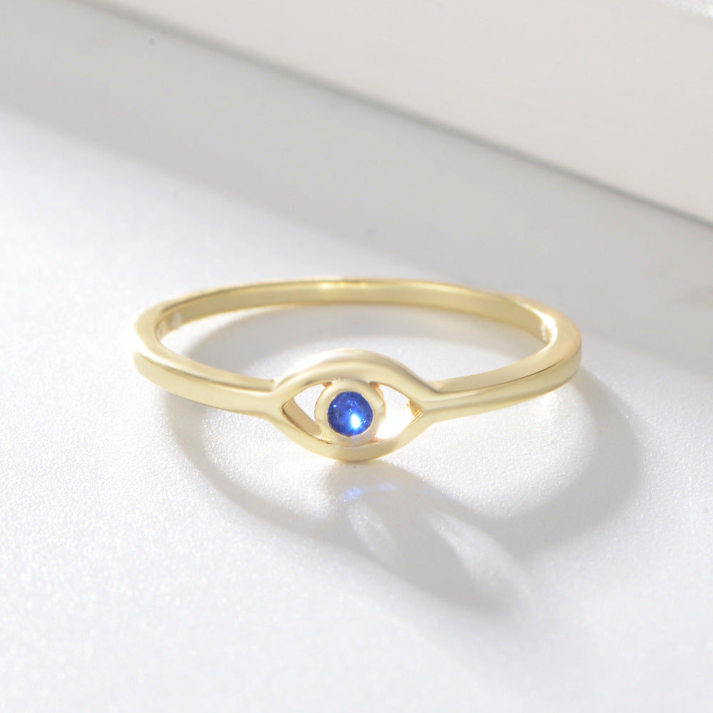 925 Sterling Silver 18K Gold Plated Evil Eye Exquisite Ring