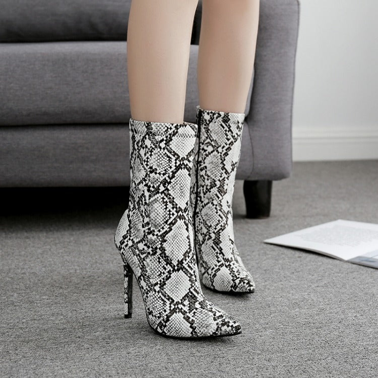 Snake Print Heel Boots