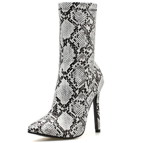 Snake Print Heel Boots