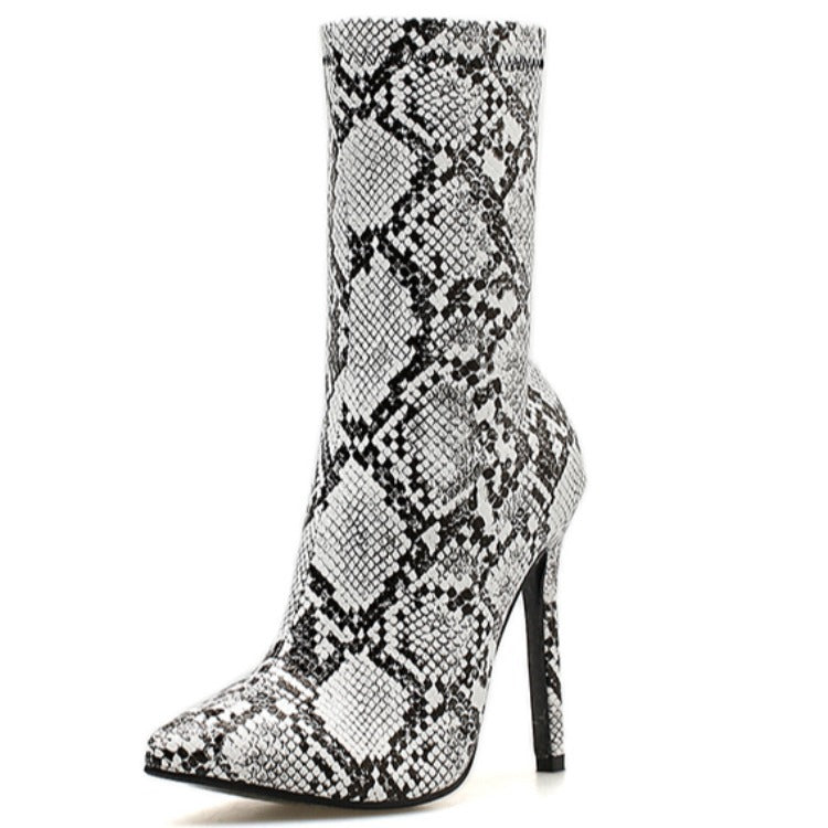 Snake Print Heel Boots