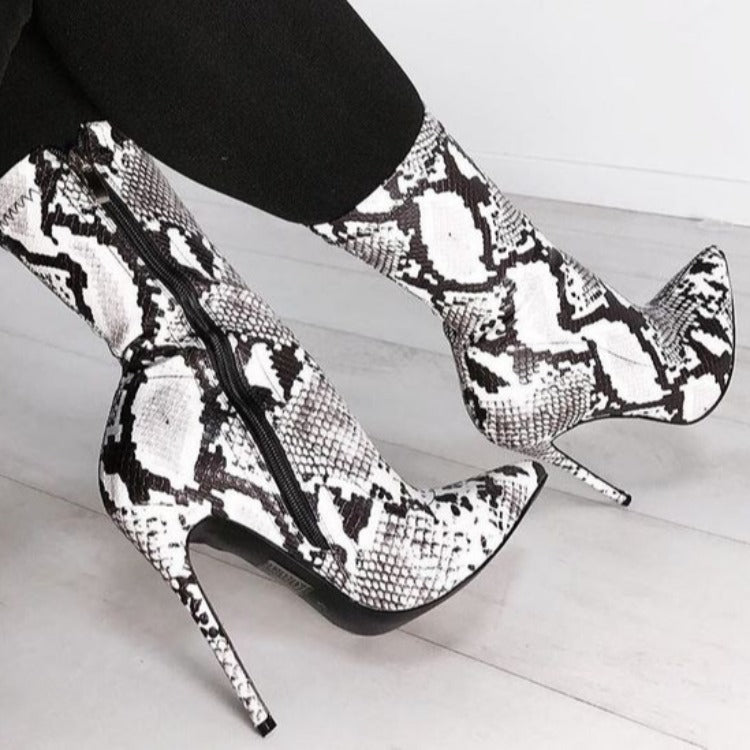 Snake Print Heel Boots