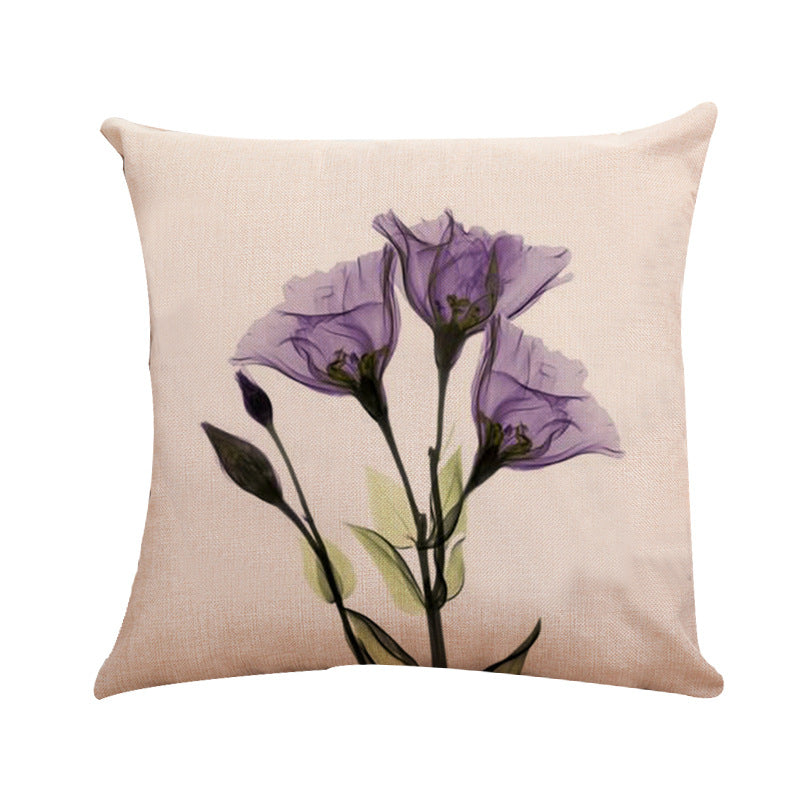 Ink Painting Tulip Linen Pillowcase