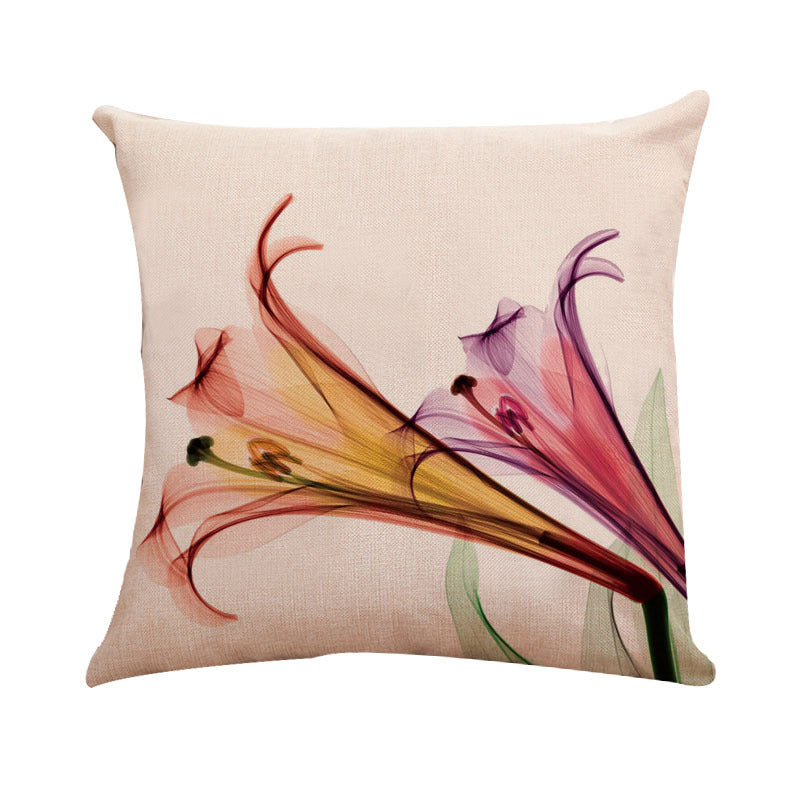 Ink Painting Tulip Linen Pillowcase