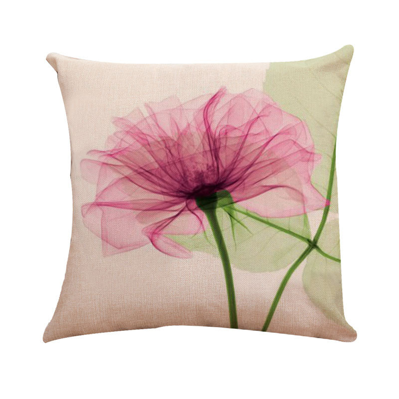 Ink Painting Tulip Linen Pillowcase