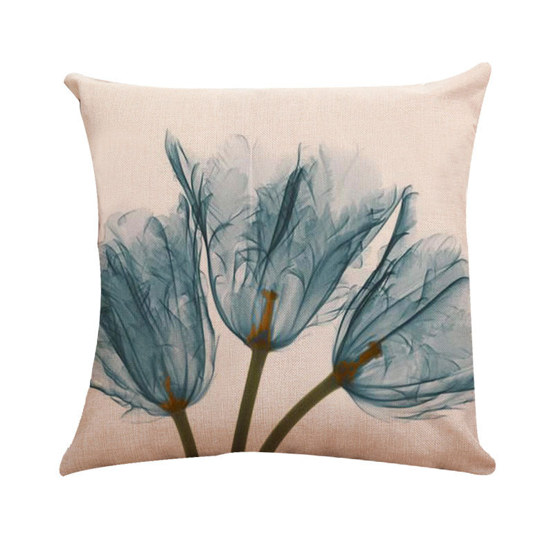 Ink Painting Tulip Linen Pillowcase