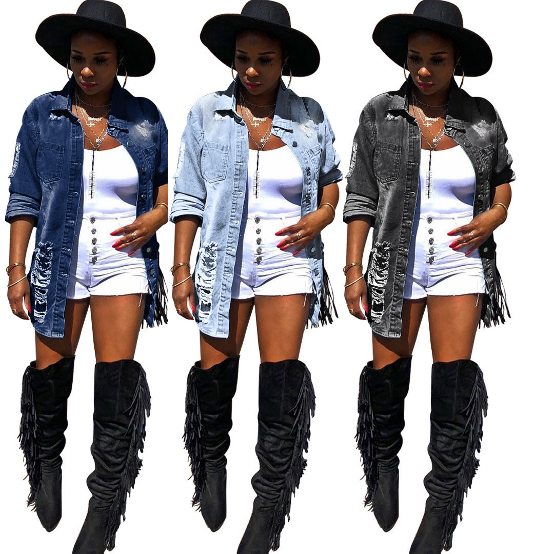 Fashion Ripped Casual Denim Jacket