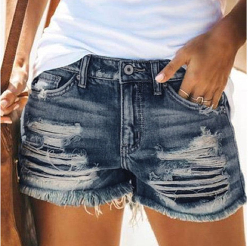 Ripped Fringed Varied Blue Denim