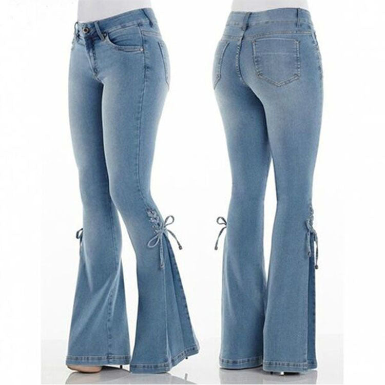 Mid-Waisted Flare Denim Stretch