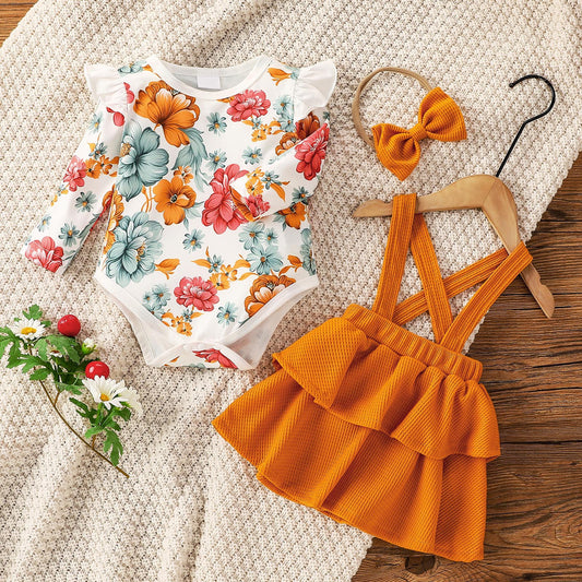 Floral Long Sleeve Overall Skirt