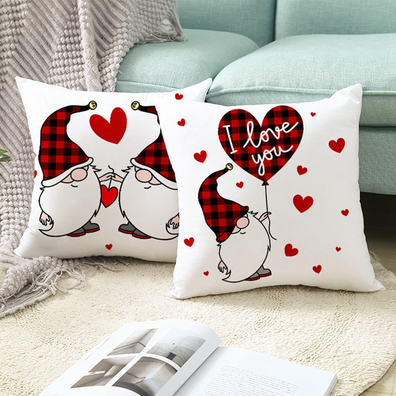 Red Cartoon Letter Series Valentine's Day Pillowcase