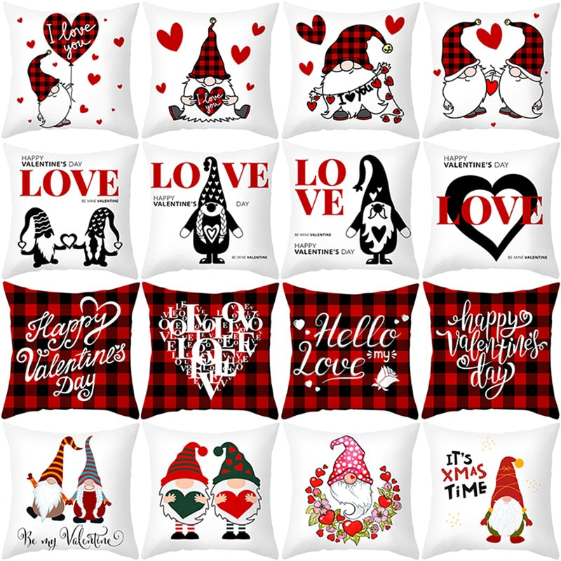 Red Cartoon Letter Series Valentine's Day Pillowcase