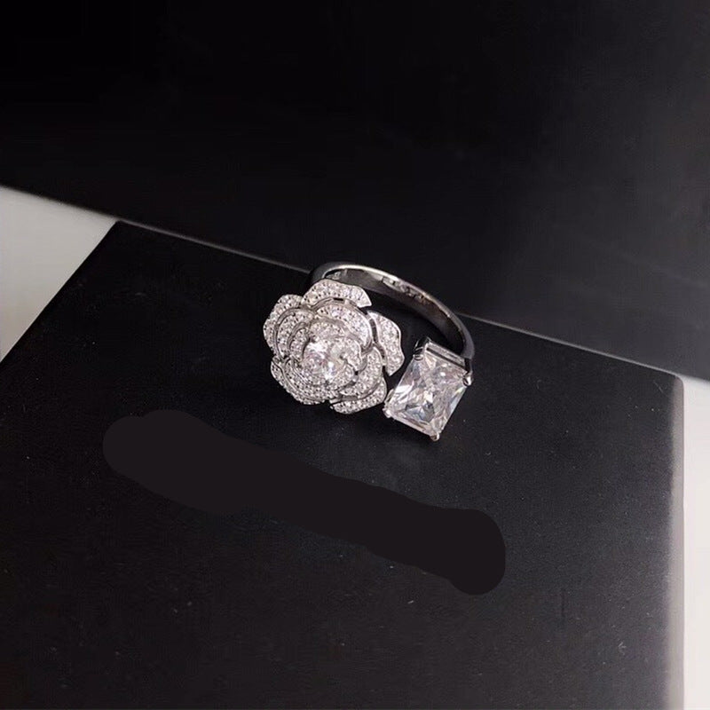 925 Sterling Silver Camellia Flower Rings