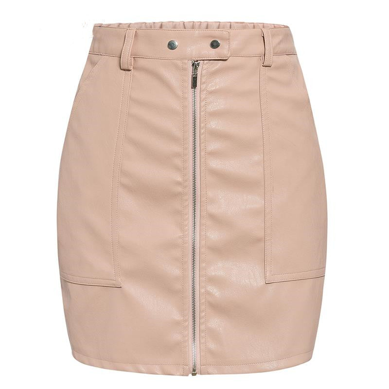 Leather Short Solid Skirt