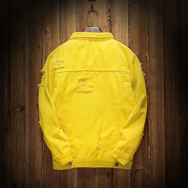 Yellow Ripped Denim Jacket