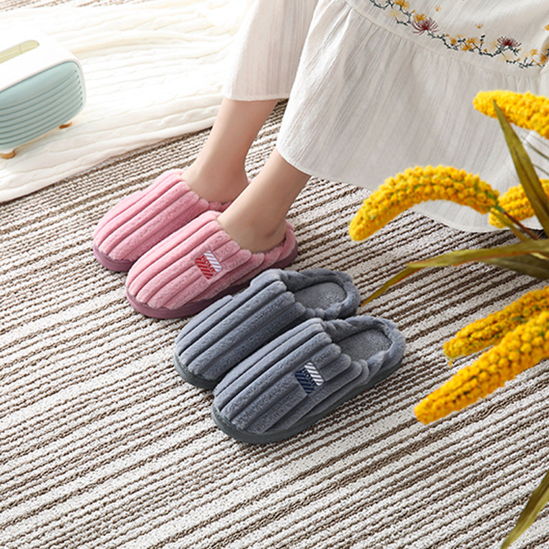 Plush cotton slippers