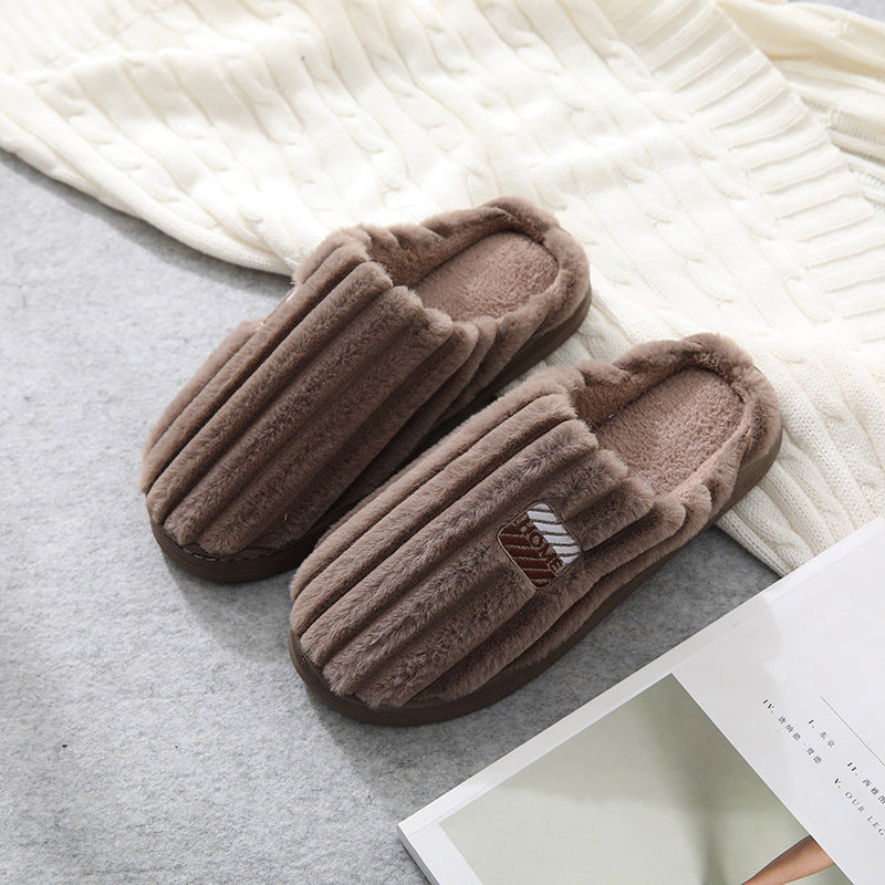 Plush cotton slippers