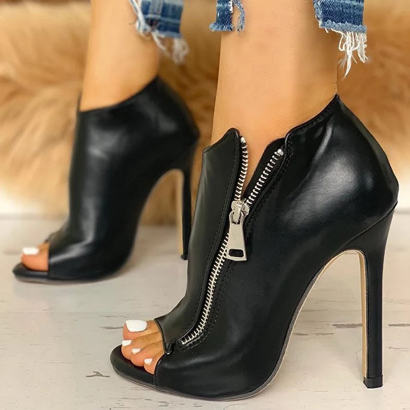 Women Hollow Square Heel Boots