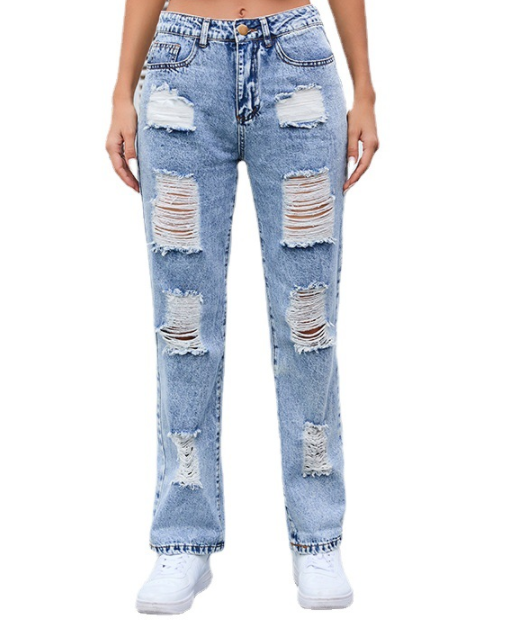 Personality Ripped Washed Loose Skinny Jeans