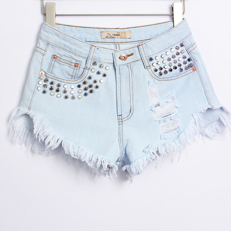 Denim high waist shorts