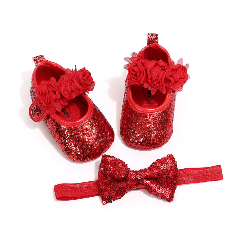 Bow Tie Sequined Shoe and Headband