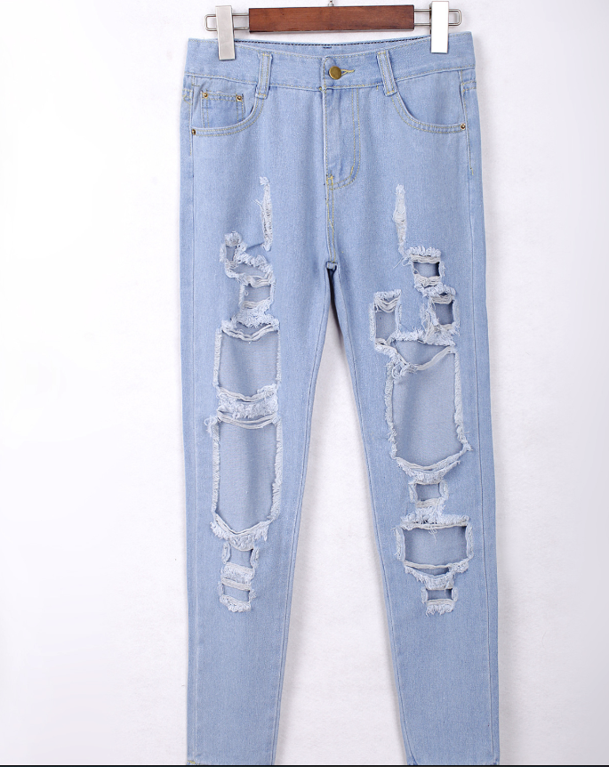 Trendy Hole Loose Jeans