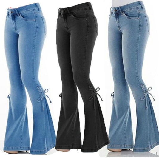 Mid-Waisted Flare Denim Stretch