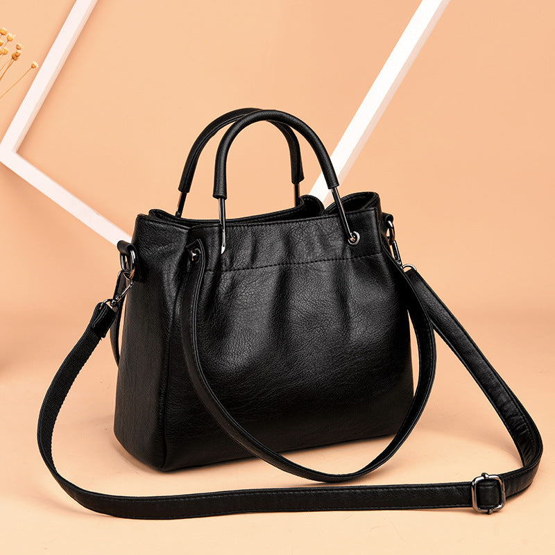 Soft Leather Retro Bucket Bag