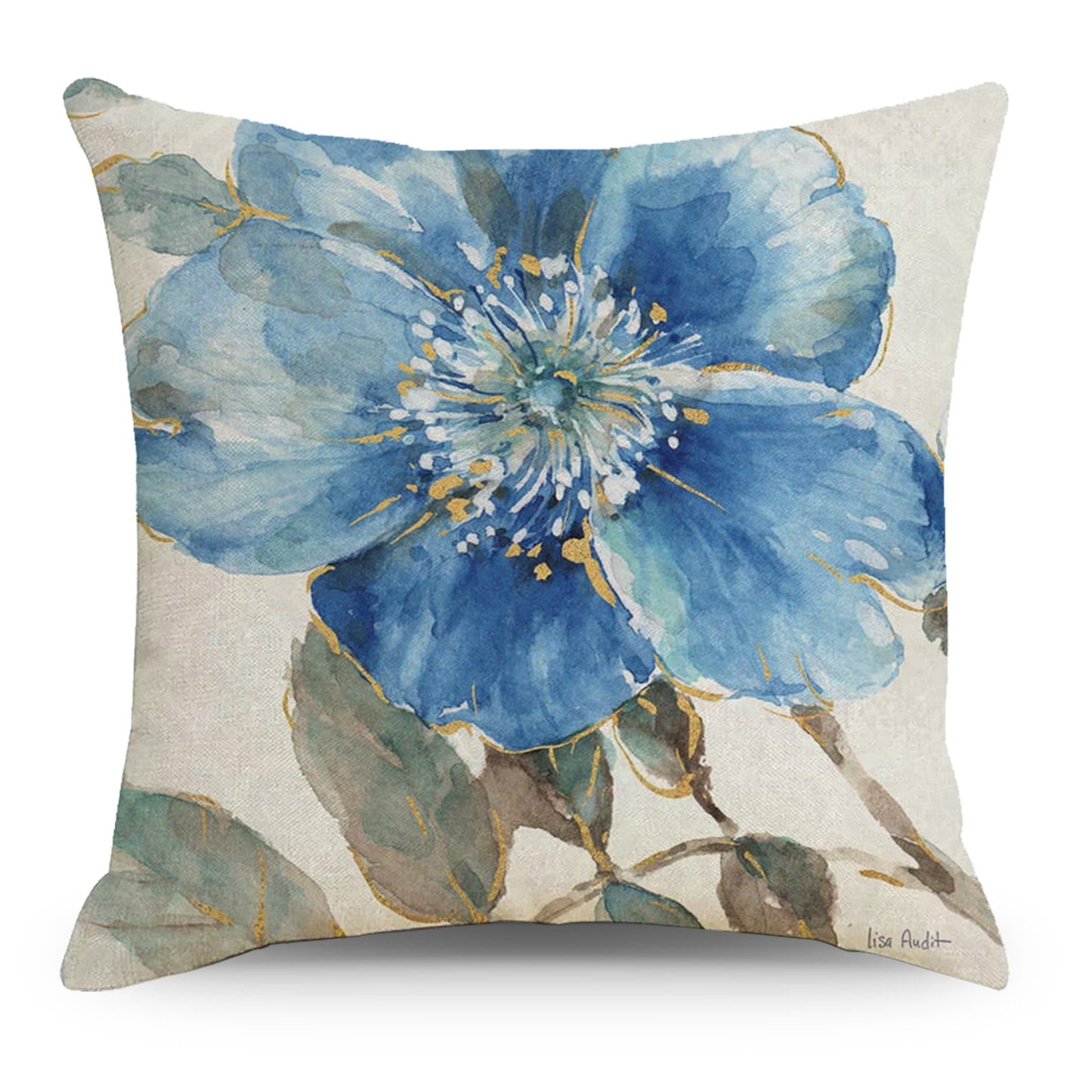 Ink Painting Art Flower Cotton Linen Pillowcase