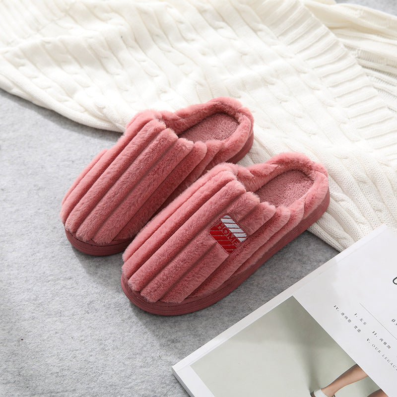 Plush cotton slippers