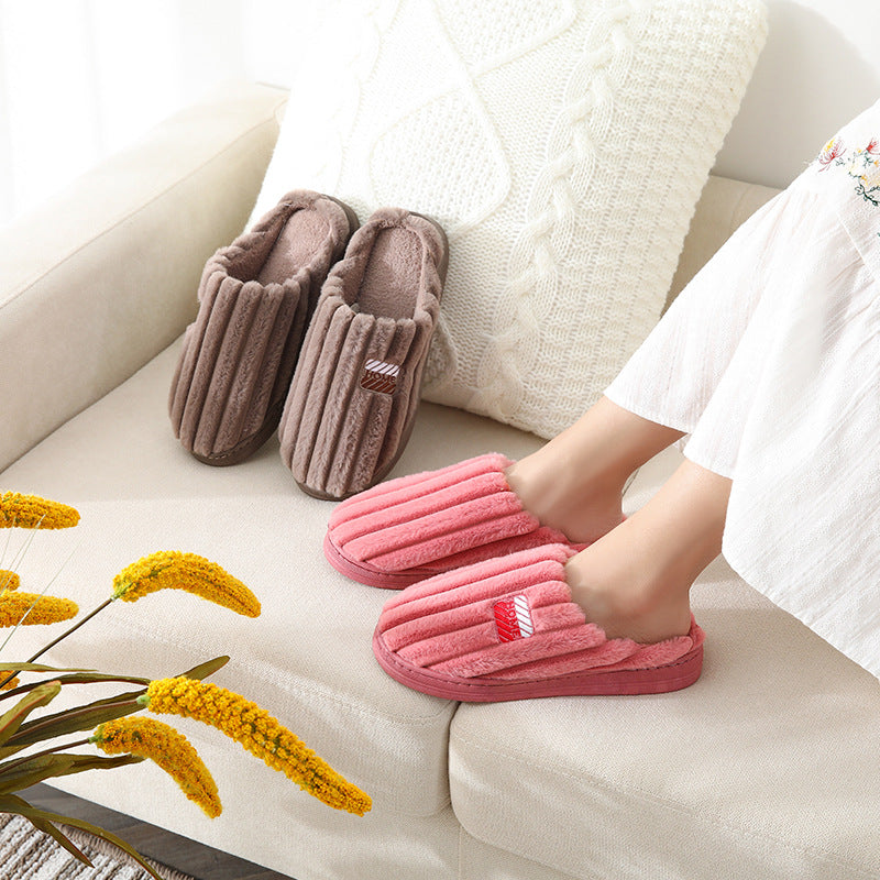 Plush cotton slippers