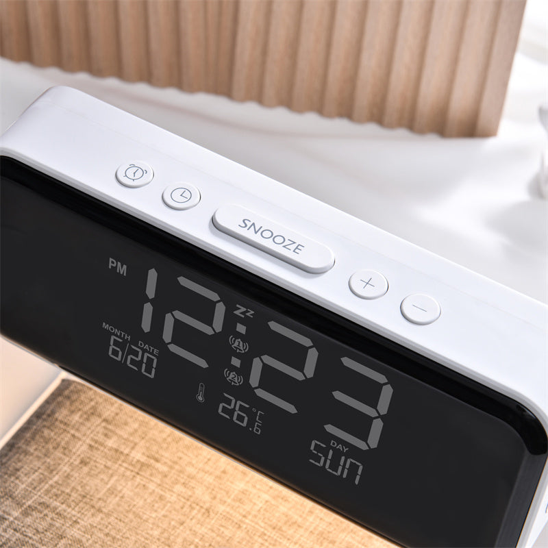 3 In 1 Bedside Lamp, Wireless Charging, LCD Screen Alarm Clock