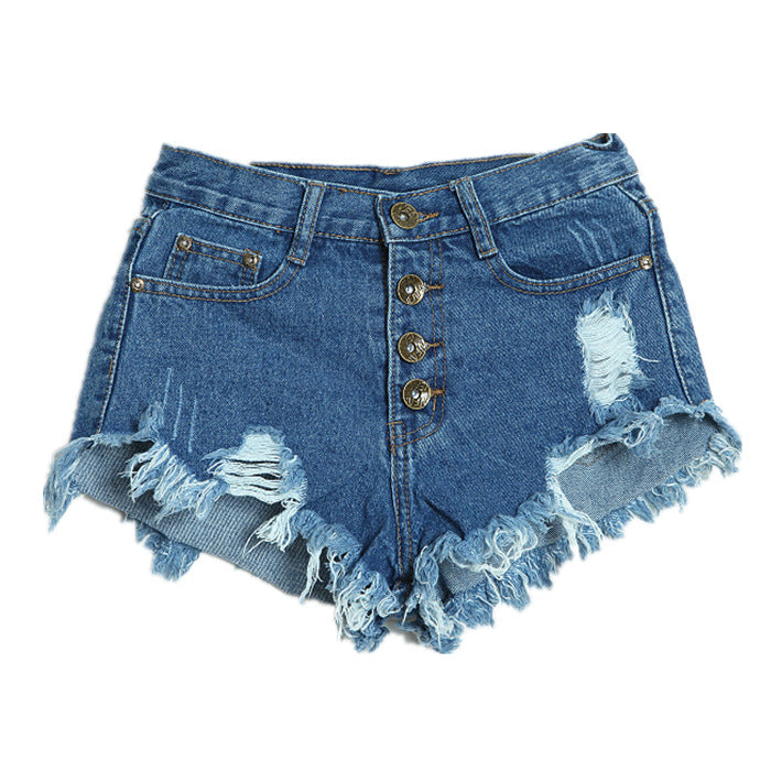 High Waist Button Up Denim Shorts