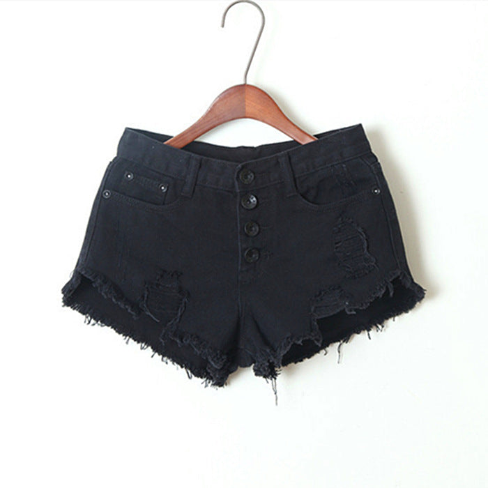 High Waist Button Up Denim Shorts