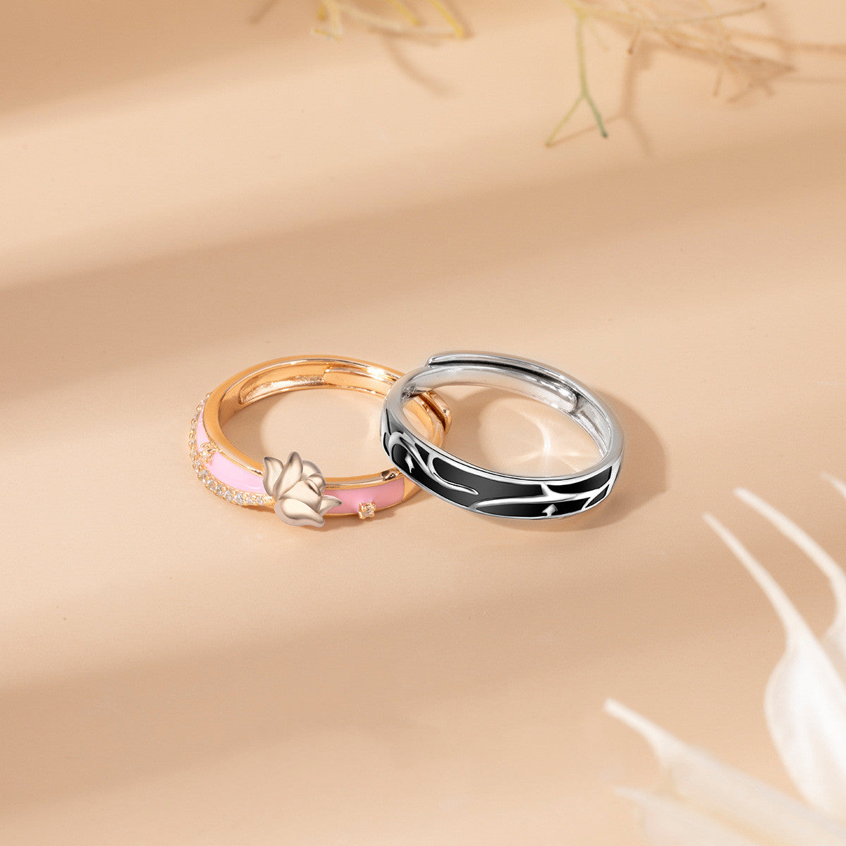 Couples Niche Rose and Thorn Rings