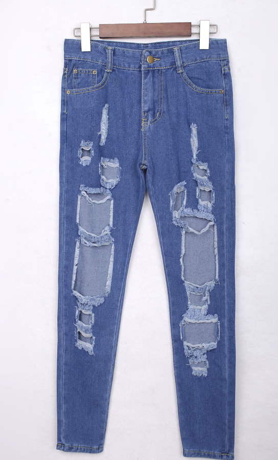 Trendy Hole Loose Jeans