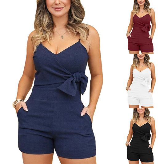 Bow Tie Snatched Waist Jumpsuit